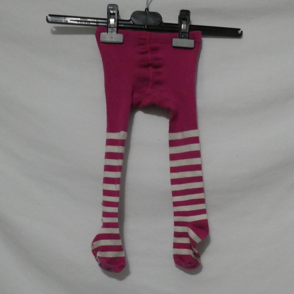 BABY GAP | 12-24 months | Pink and White Striped Tights | Brown Bear Back | GUC